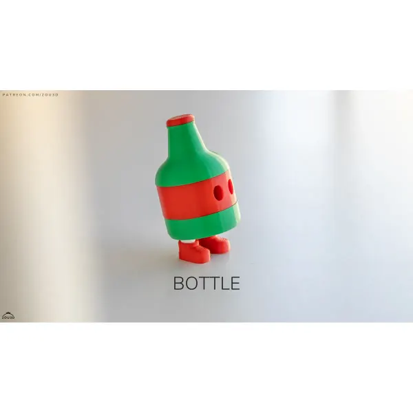 בקבוק מצויר קטן — פריט בהדפסת תלת־ממד